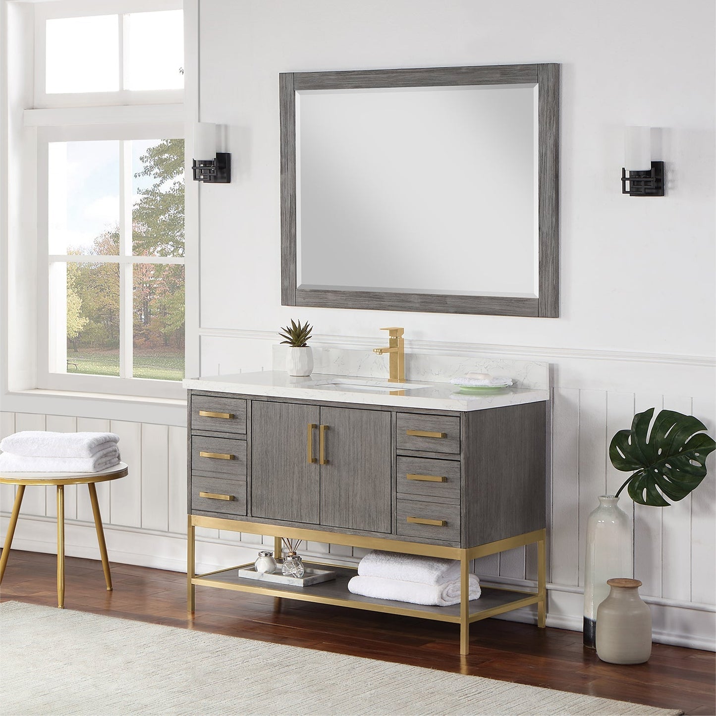 Altair Designs 48" single vanity with top - 546048-WO-GW-NM