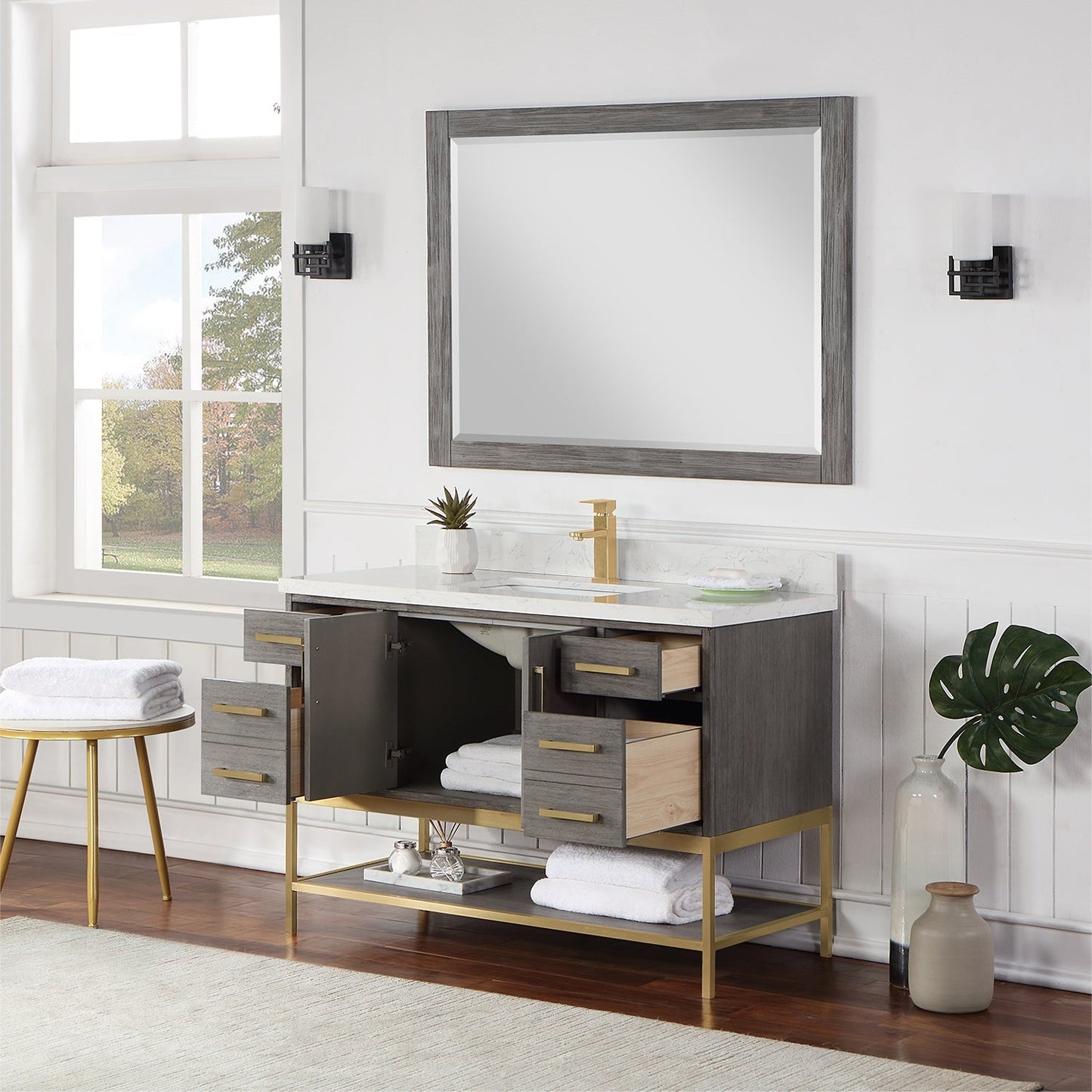 Altair Designs 48" single vanity with top - 546048-WO-GW-NM
