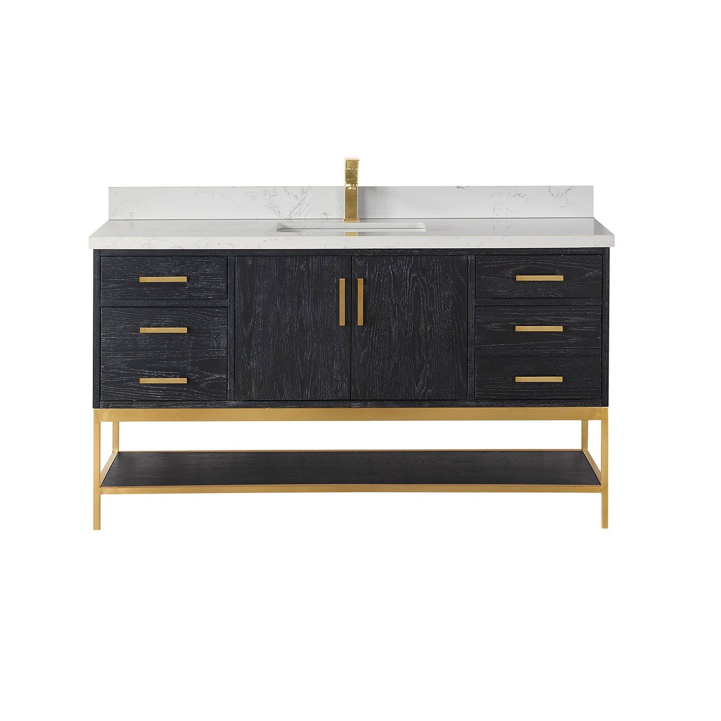 Altair Designs 60" single vanity with top - 546060S-WO-GW-NM