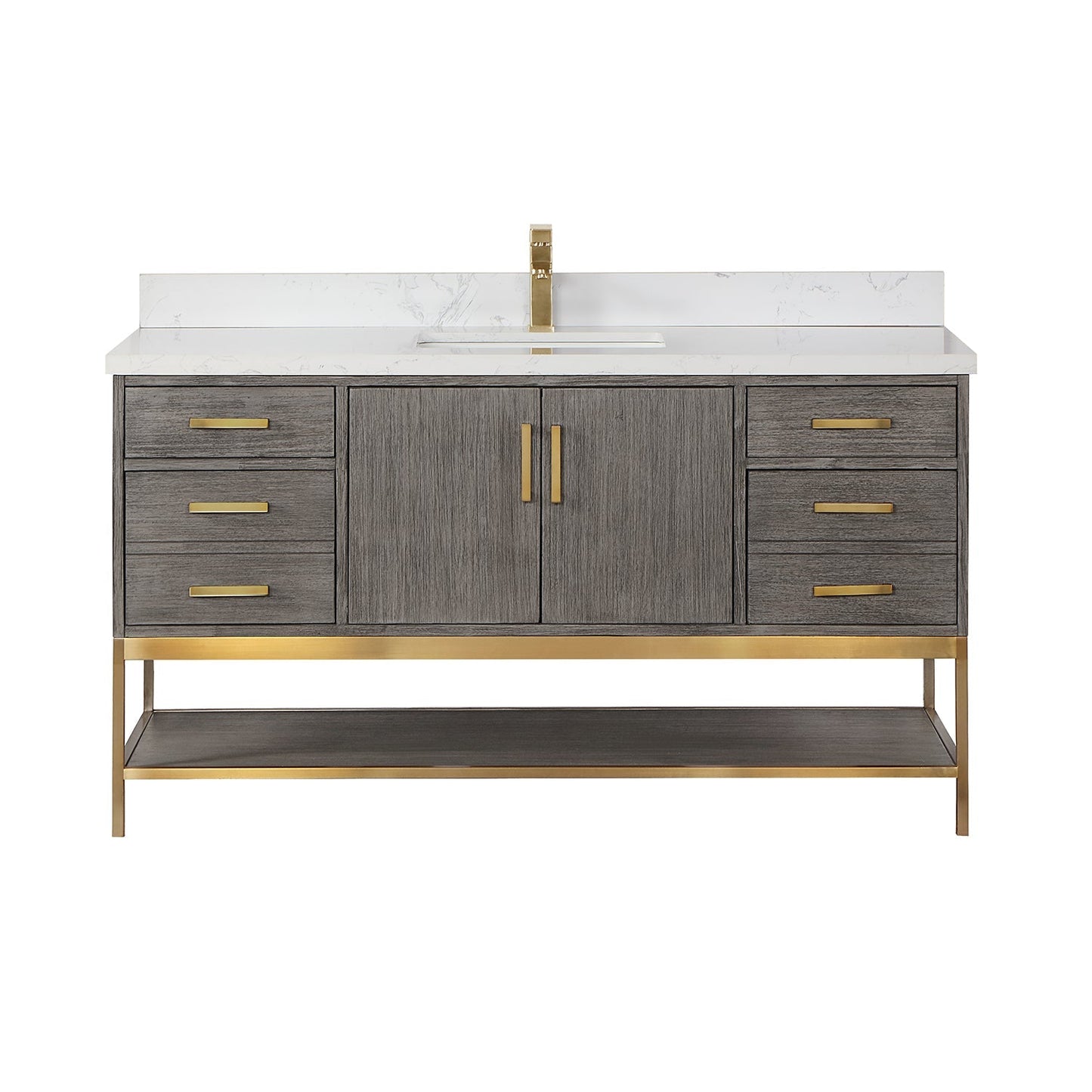 Altair Designs 60" single vanity with top - 546060S-WO-GW-NM