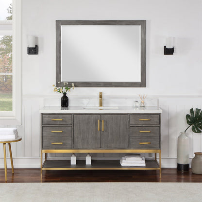 Altair Designs 60" single vanity with top - 546060S-WO-GW-NM