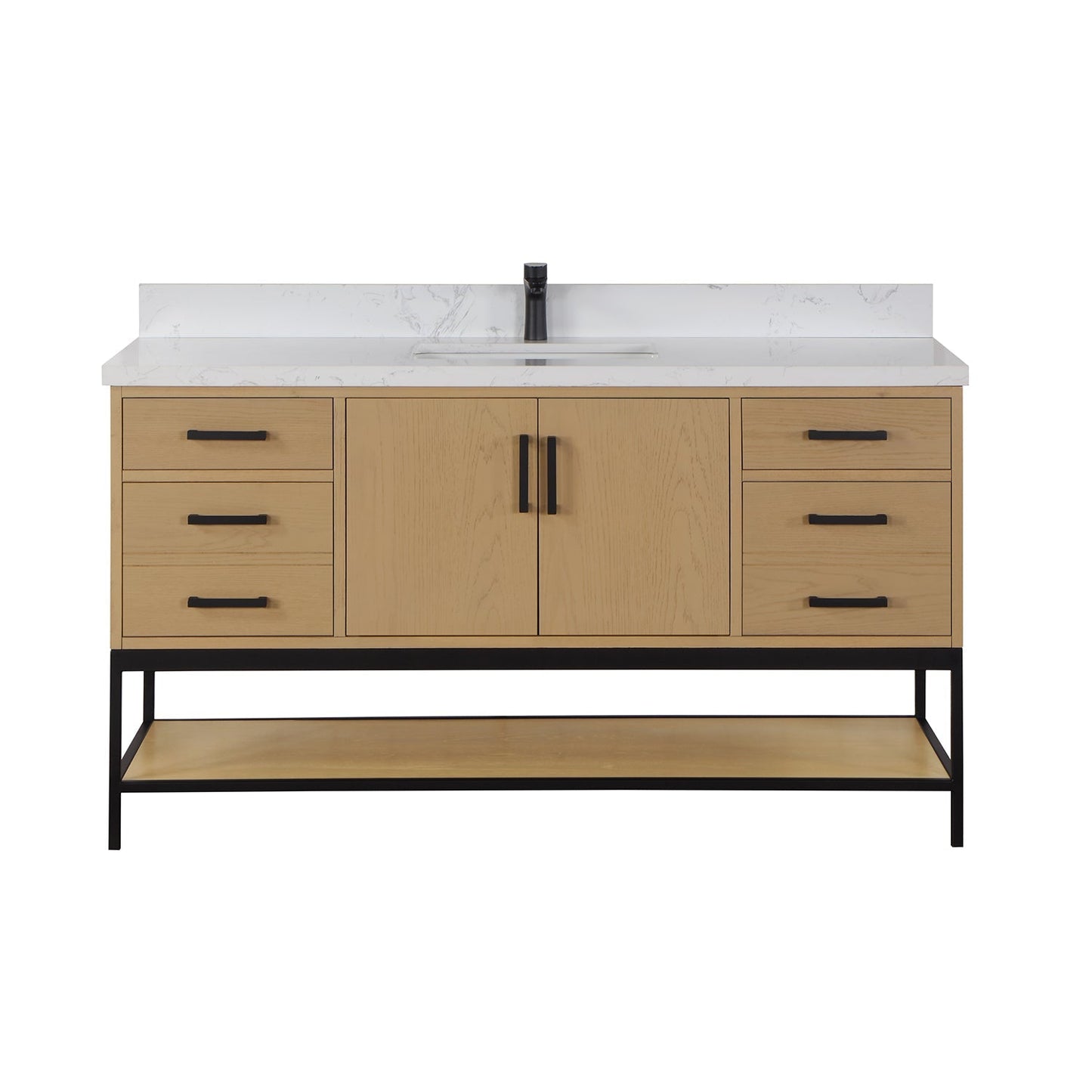Altair Designs 60" single vanity with top - 546060S-WO-GW-NM