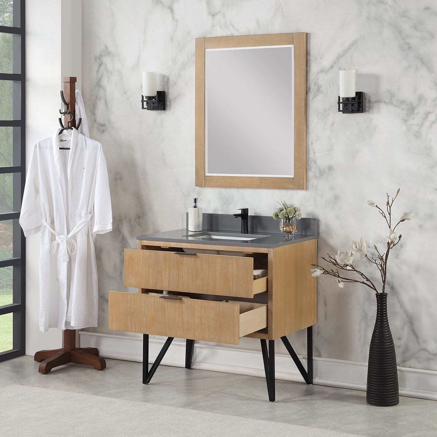 Altair Designs 36" single vanity with top - 548036-WP-CG-NM