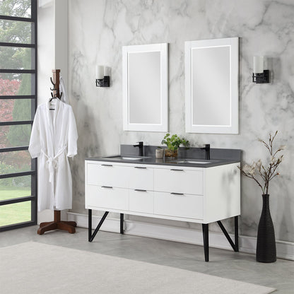 Altair Designs 60" double vanity with top - 548060-WP-CG-NM
