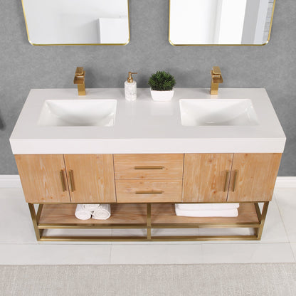 Altair Designs 60"/72"/84" single/double vanity with top - 552060B-LB-WH-NM