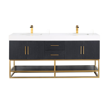 Altair Designs Bianco 72"/84" double vanity with top - 552072G-BO-WH-NM