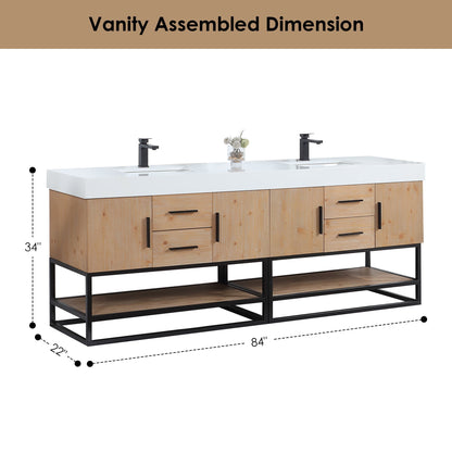 Altair Designs 60"/72"/84" single/double vanity with top - 552060B-LB-WH-NM