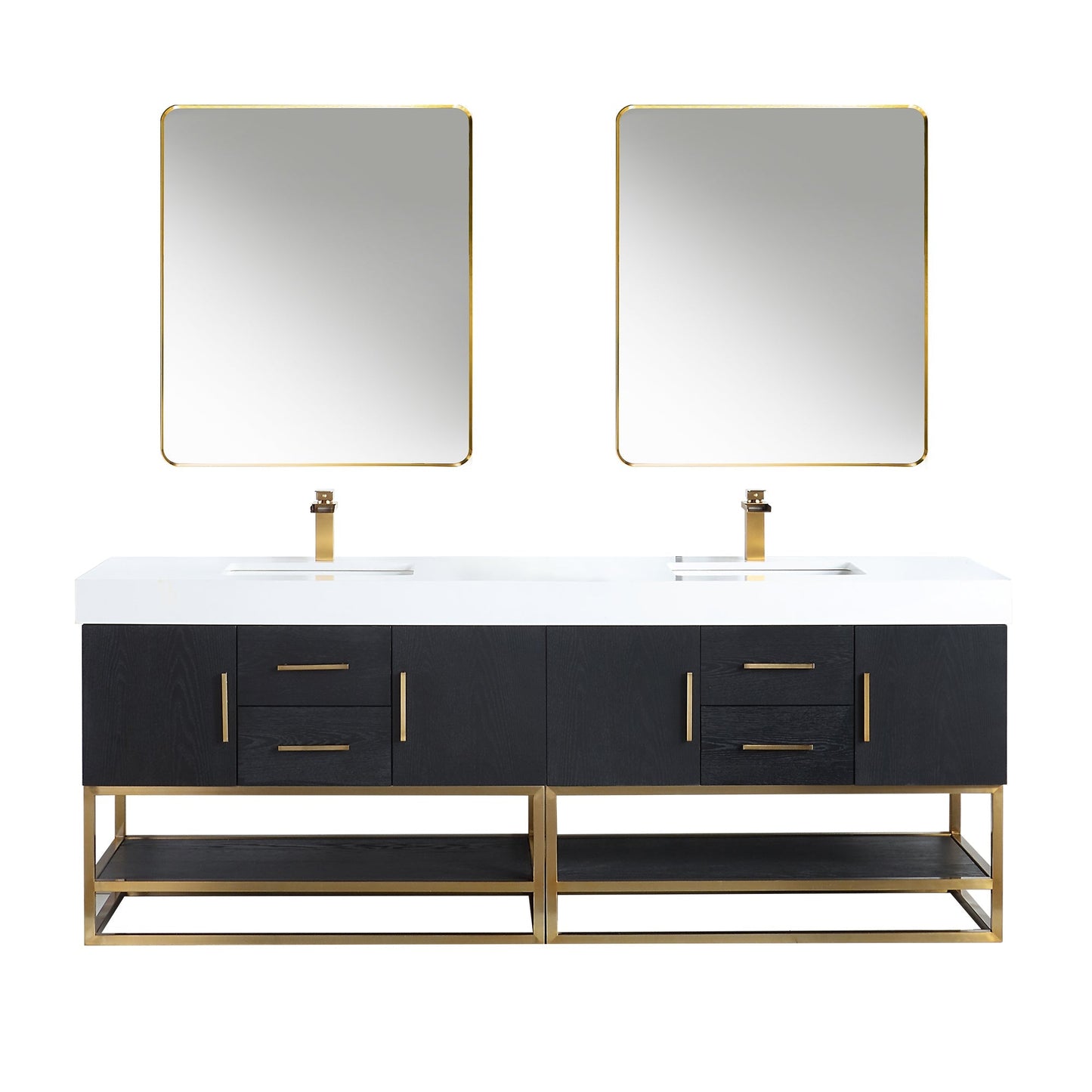 Altair Designs Bianco 72"/84" double vanity with top - 552072G-BO-WH-NM