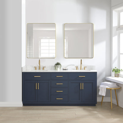 Altair Designs 72" double vanity with top - 557072-WH-GW-NM
