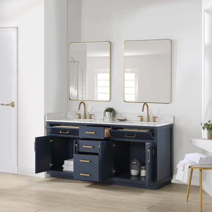 Altair Designs 72" double vanity with top - 557072-WH-GW-NM