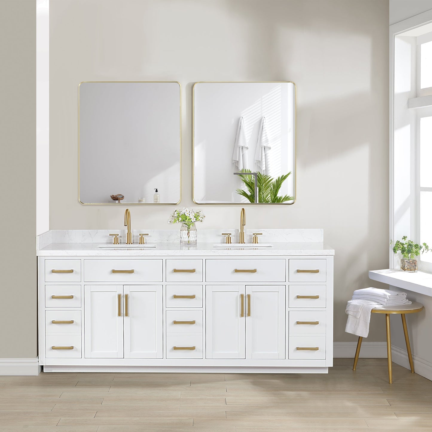 Altair Designs Gavino 84" double vanity with top - 557084-LB-GW-NM