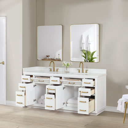 Altair Designs Gavino 84" double vanity with top - 557084-LB-GW-NM