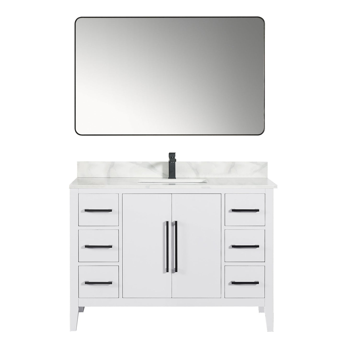 Altair Designs Laurel 48" single vanity with top - 558048-WH-CWQ-NM