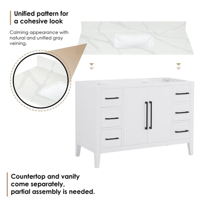 Altair Designs Laurel 48" single vanity with top - 558048-WH-CWQ-NM
