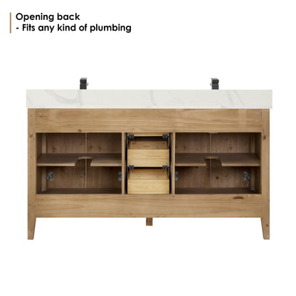 Altair Designs Laurel 60" double vanity with top - 558060-WF-CWQ-NM