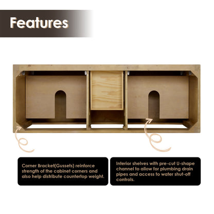 Altair Designs Laurel 60" double vanity with top - 558060-WF-CWQ-NM