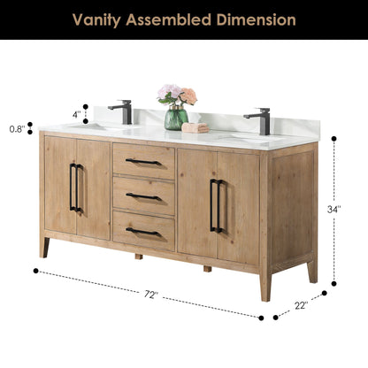 Altair Designs Laurel 72" double vanity with top - 558072-WH-CWQ-NM