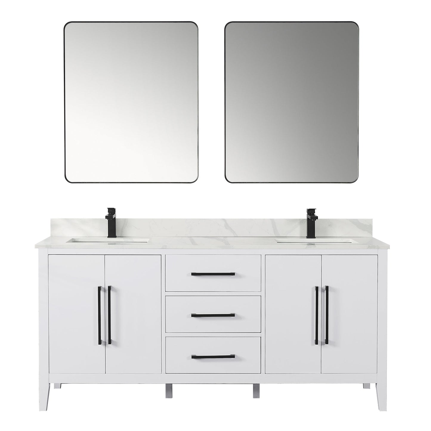 Altair Designs Laurel 72" double vanity with top - 558072-WH-CWQ-NM