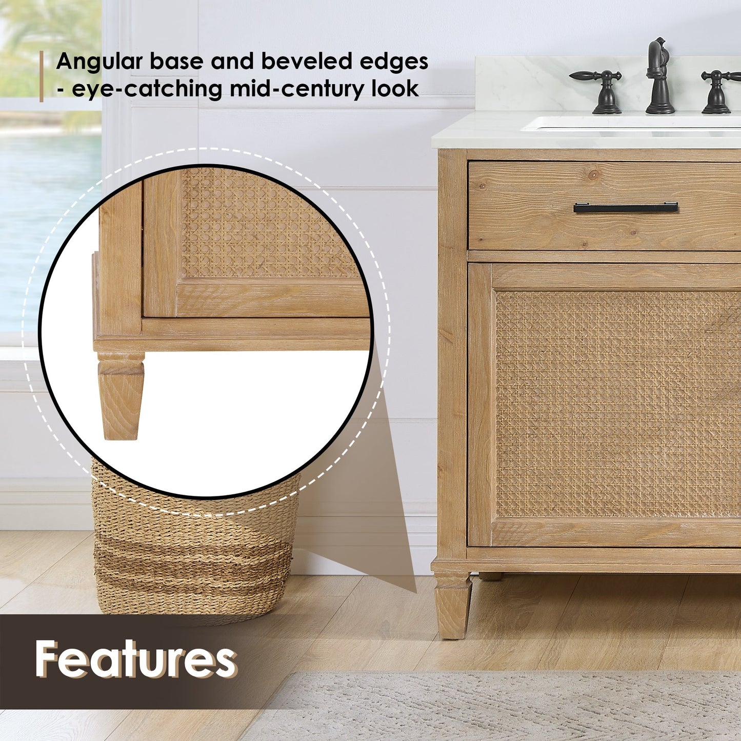 Altair Designs Solana 72" double vanity with top - 560072-WF-CWQ-NM