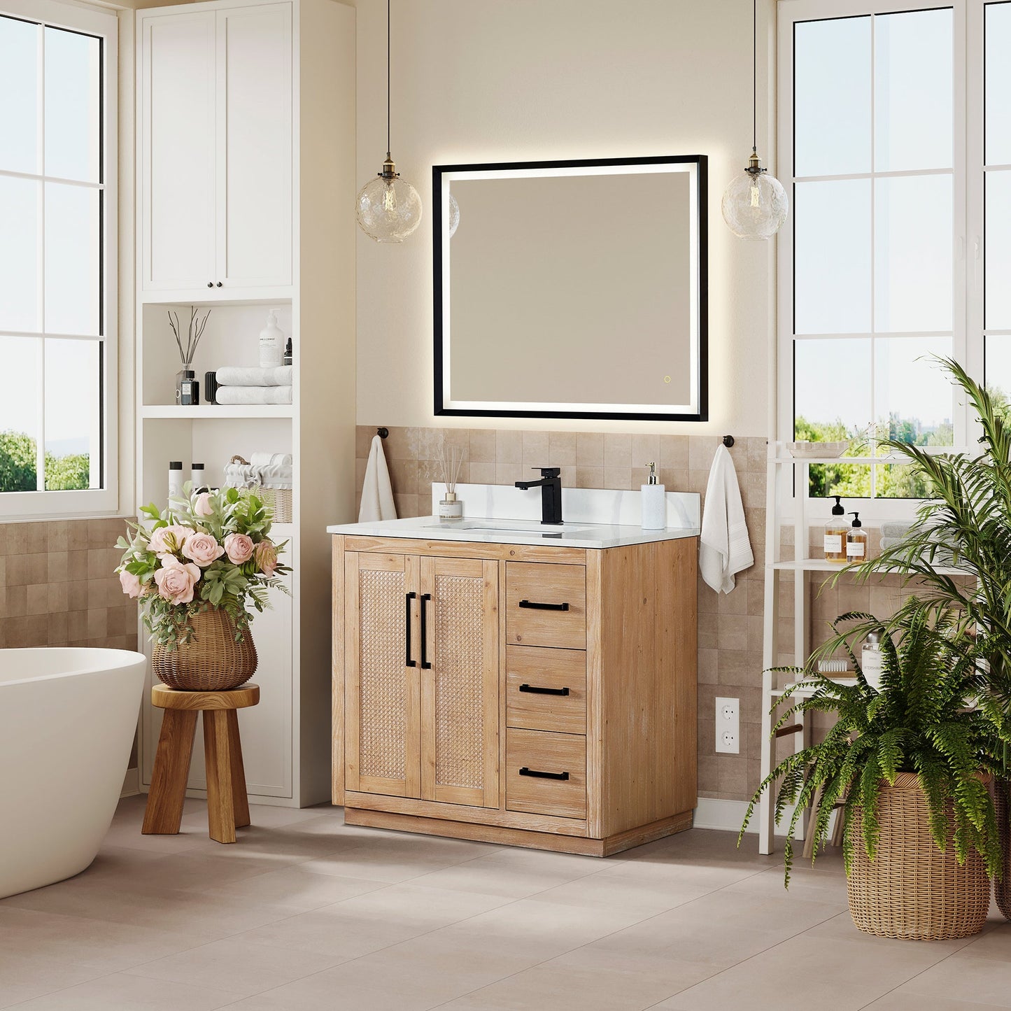 Altair Designs 36" single vanity with top - 561036-LB-CWQ-NM