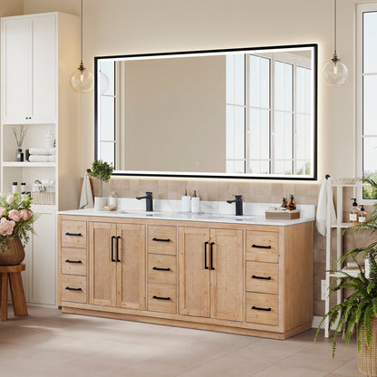 Altair Designs Floral 84" double vanity with top - 561084-LB-CWQ-NM