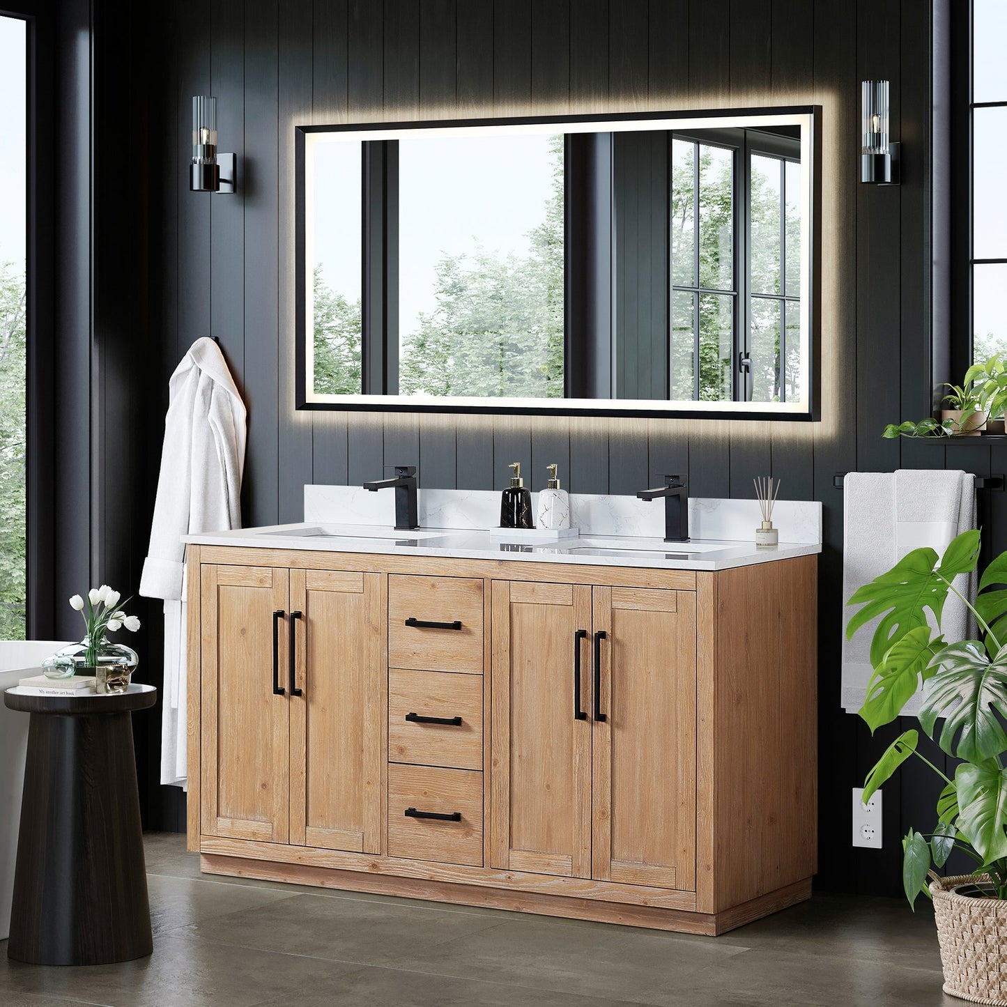 Altair Designs Cicero 60" double vanity with top - 562060-LB-GW-NM
