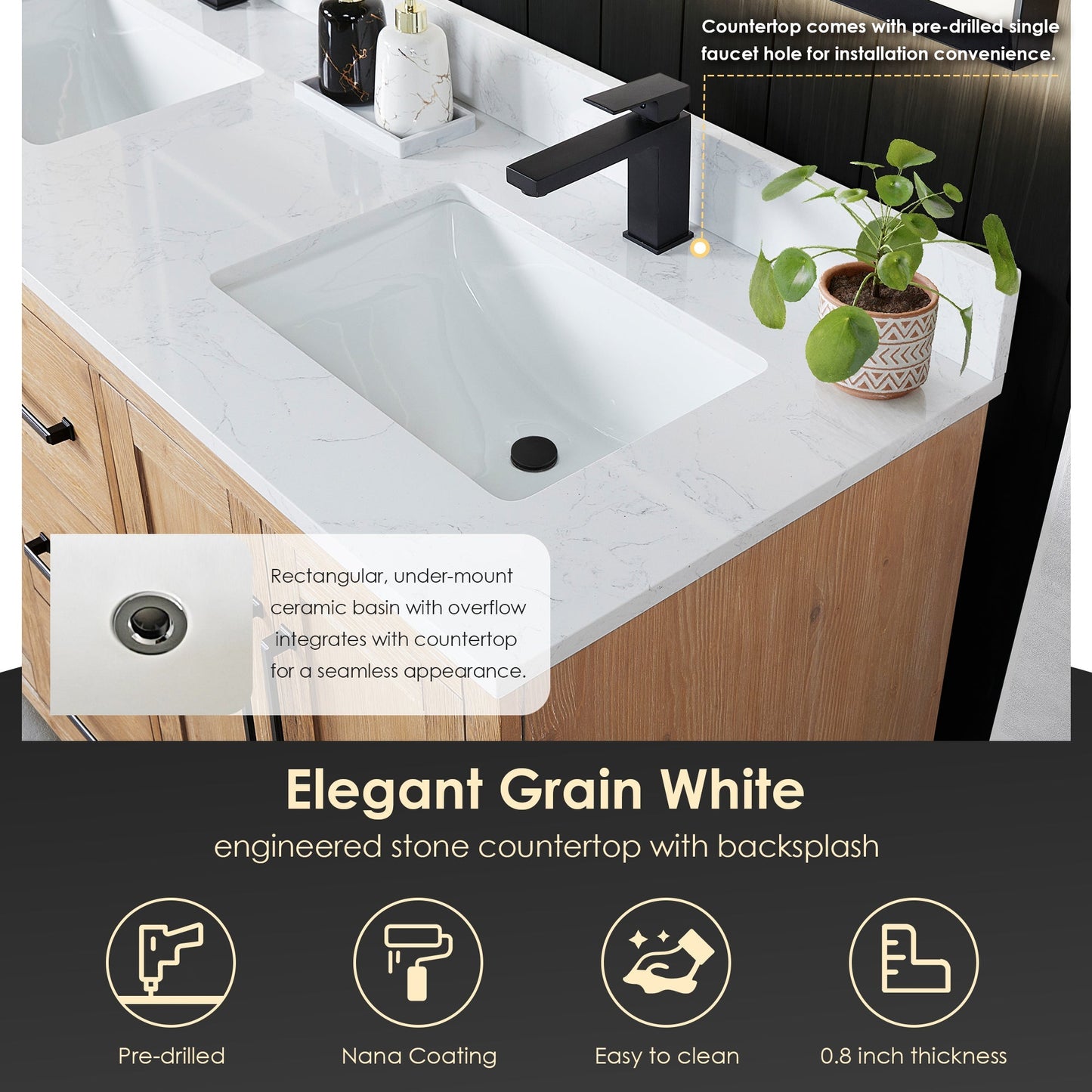 Altair Designs Cicero 60" double vanity with top - 562060-LB-GW-NM