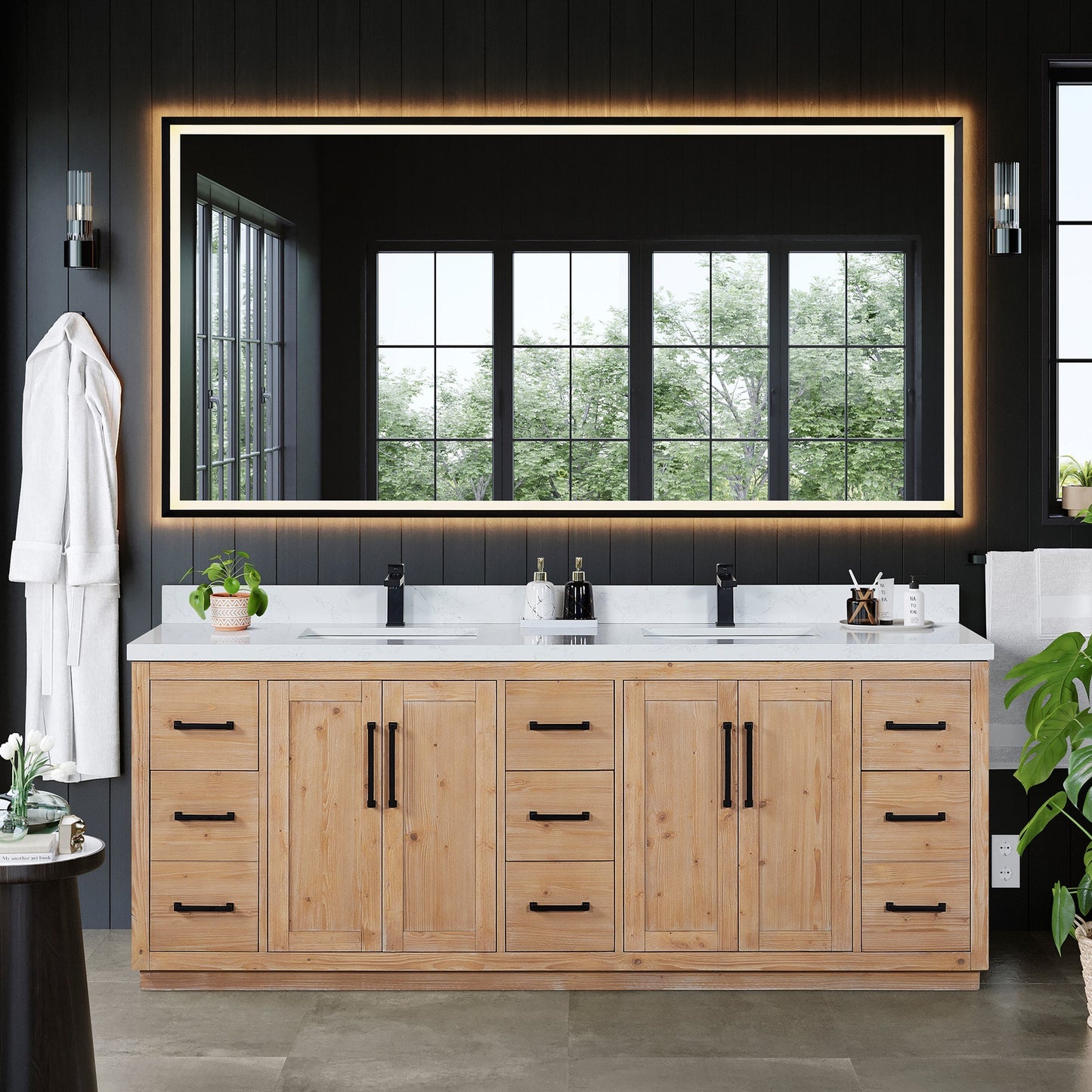 Altair Designs Cicero 84" double vanity with top - 562084-LB-GW-NM