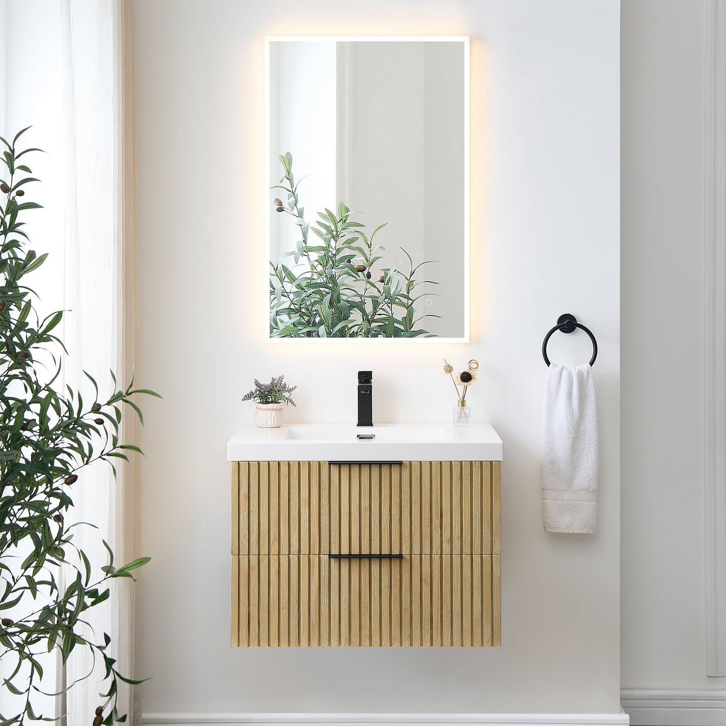 Altair Designs Livia 30" single vanity with top - 563030-NB-WH-NM