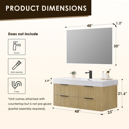 Altair Designs 48" single vanity with top - 563048-NB-WH-NM