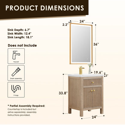 Altair Designs Cerrito 24" single vanity with top - 567024-BK-WH-NM