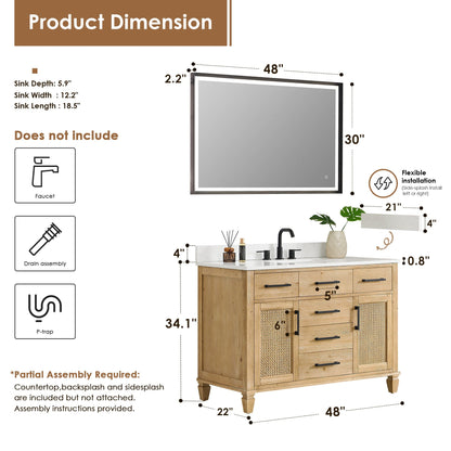 Altair Designs Salome 36"/48"/60"/72"/84" single/double vanity with top - 571036-WF-GW-NM