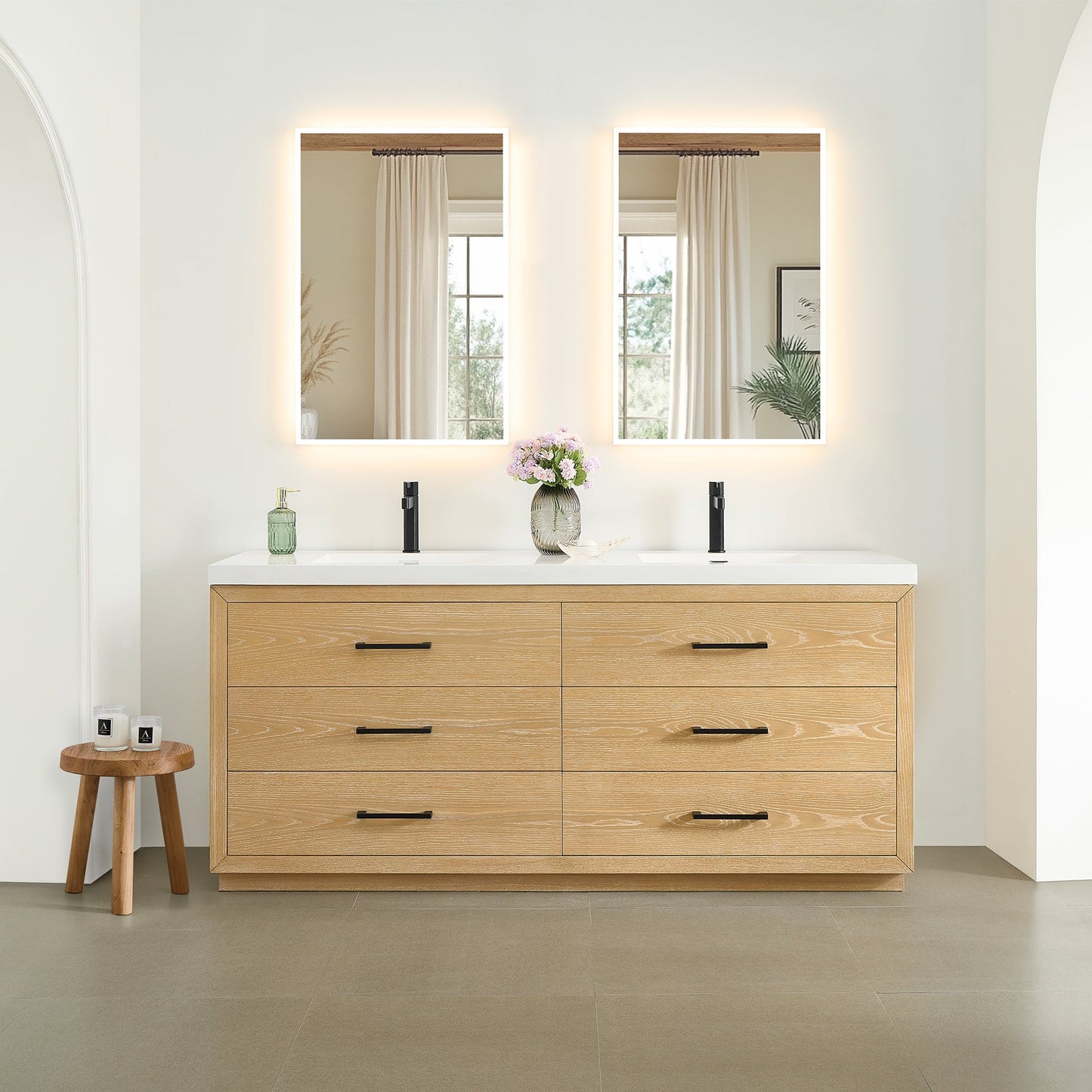 Altair Designs Sigrid 36"/48"/60"/72" single/double vanity with top - 579036-WO-WH-NM