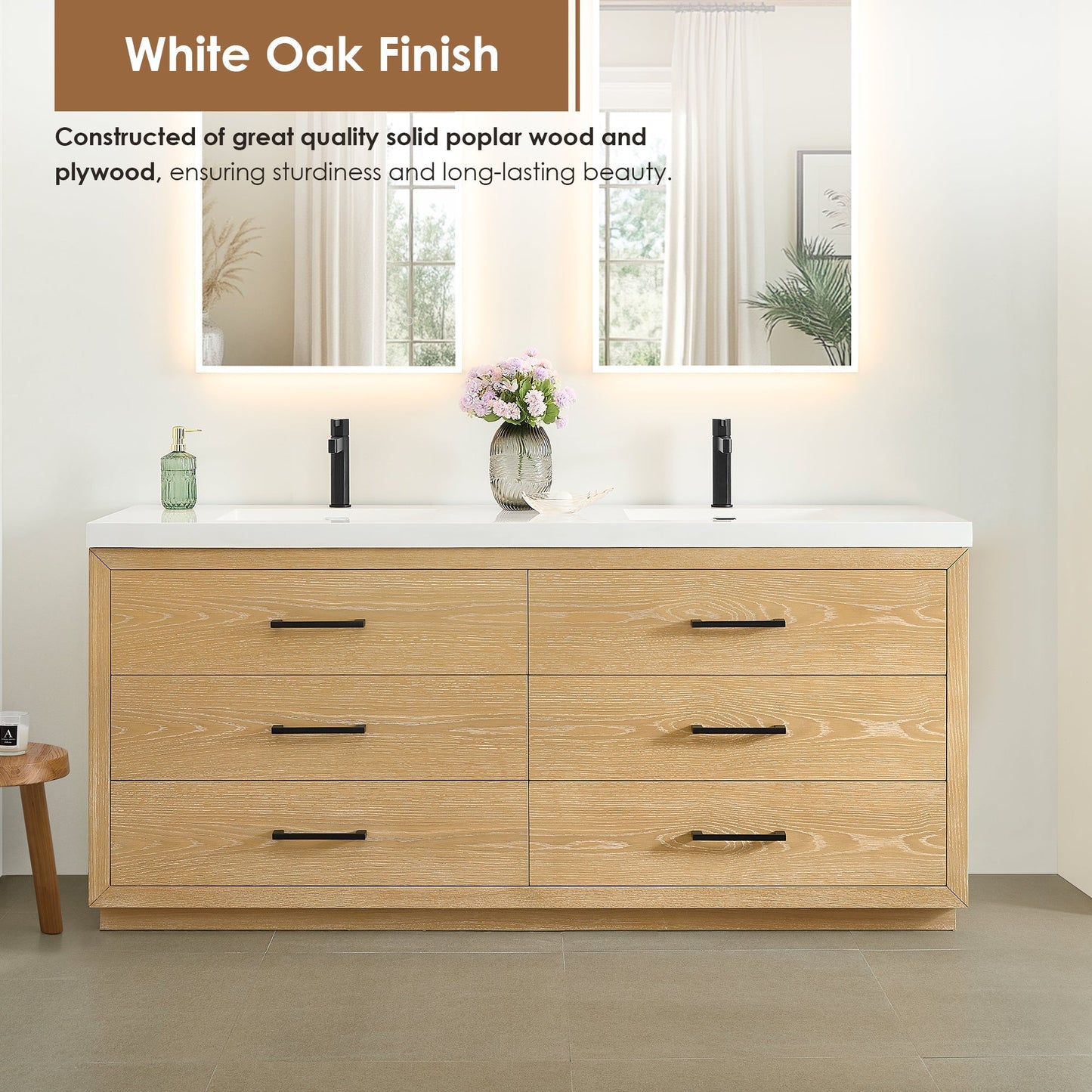 Altair Designs Sigrid 36"/48"/60"/72" single/double vanity with top - 579036-WO-WH-NM