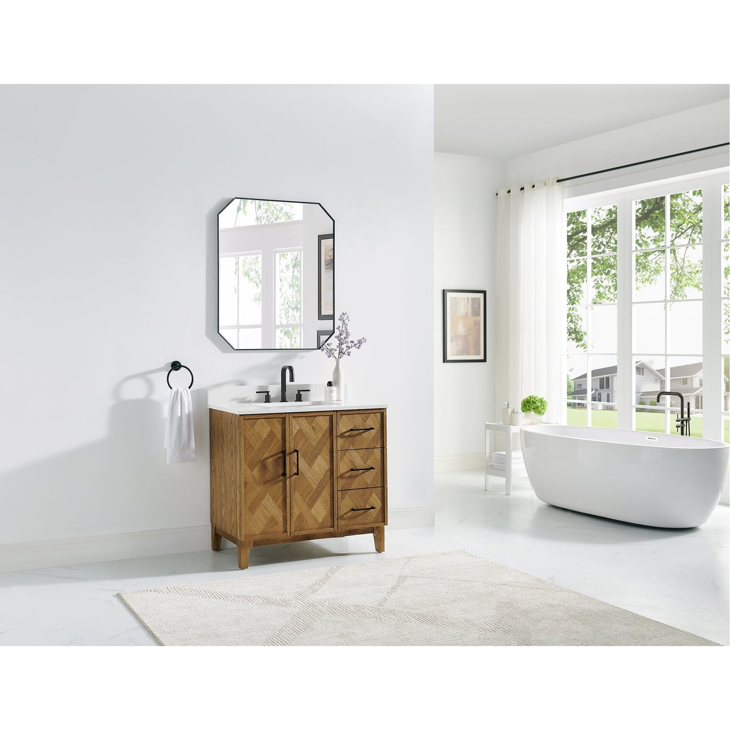 Altair Designs Clara 36"/48"/60"/72" single/double vanity with top - 587036-WB-CTQ-NM