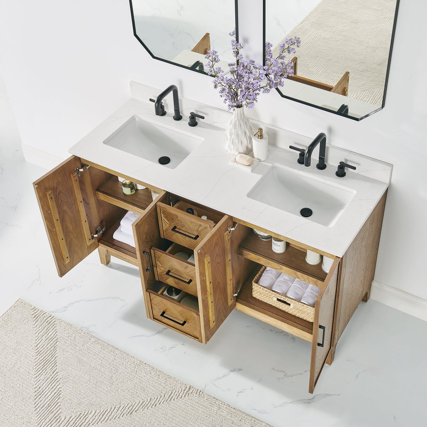 Altair Designs Clara 36"/48"/60"/72" single/double vanity with top - 587036-WB-CTQ-NM