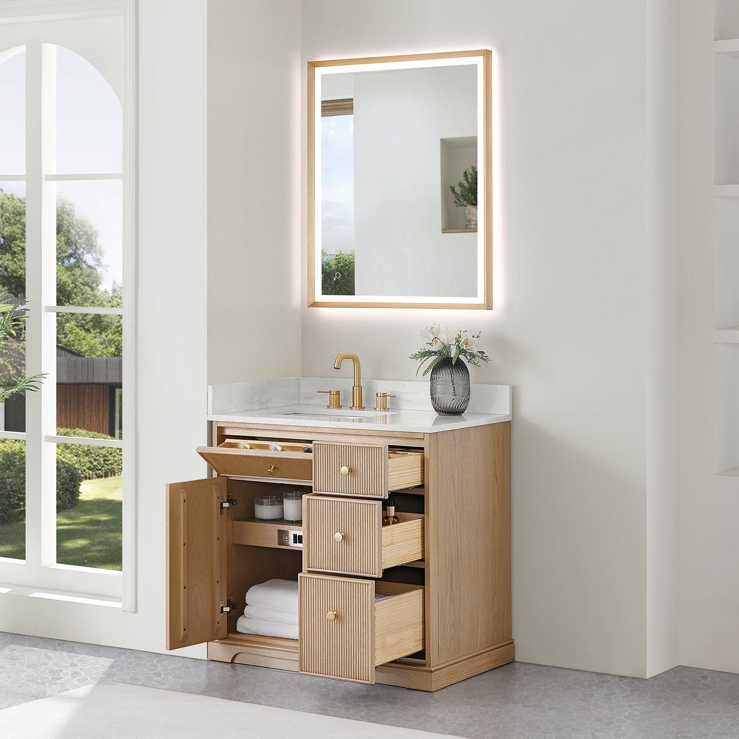 Altair Designs Barnett 36"/48"/60“/72" single/double vanity with top - 589036-NK-GW-NM