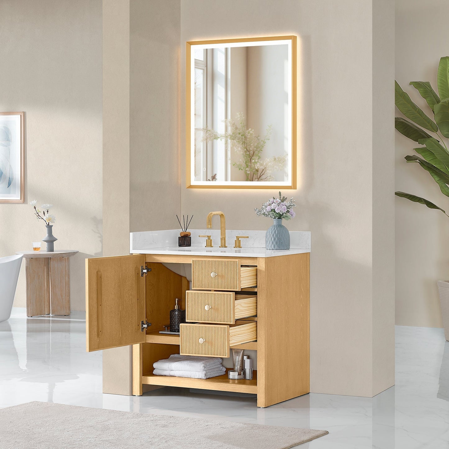 Altair Designs Cecil 36"/48"/60"/72" single/double vanity with top - 590036-WO-GW-NM