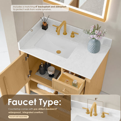 Altair Designs Cecil 36"/48"/60"/72" single/double vanity with top - 590036-WO-GW-NM