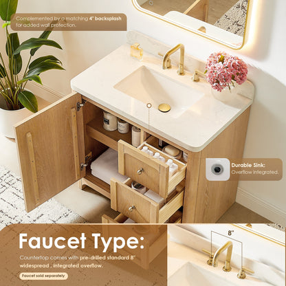 Altair Designs Milner 36"/48"/60"/72" single/double vanity with top - 591036-BA-GW-NM