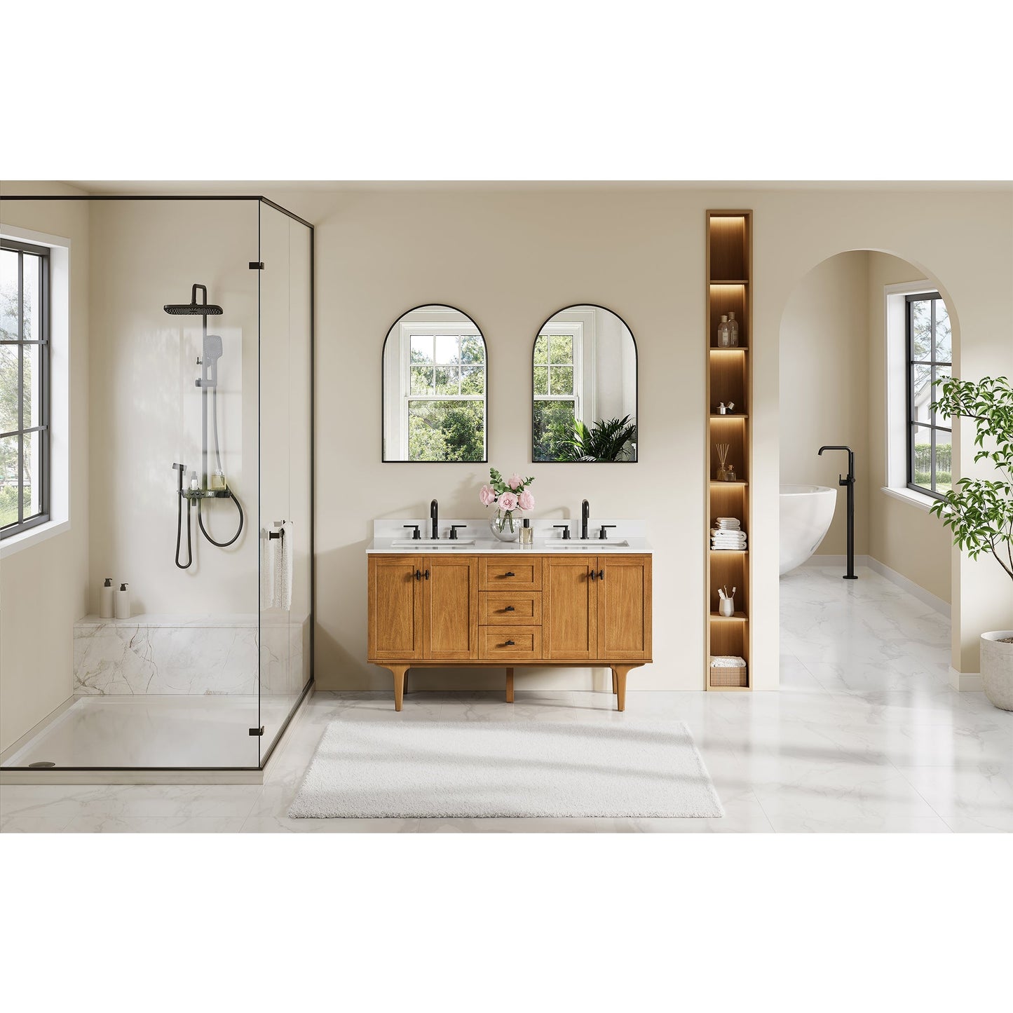 Altair Designs Orasia 36"/48"/60"/72" single/double vanity with top - 595036-MB-CMQ-NM