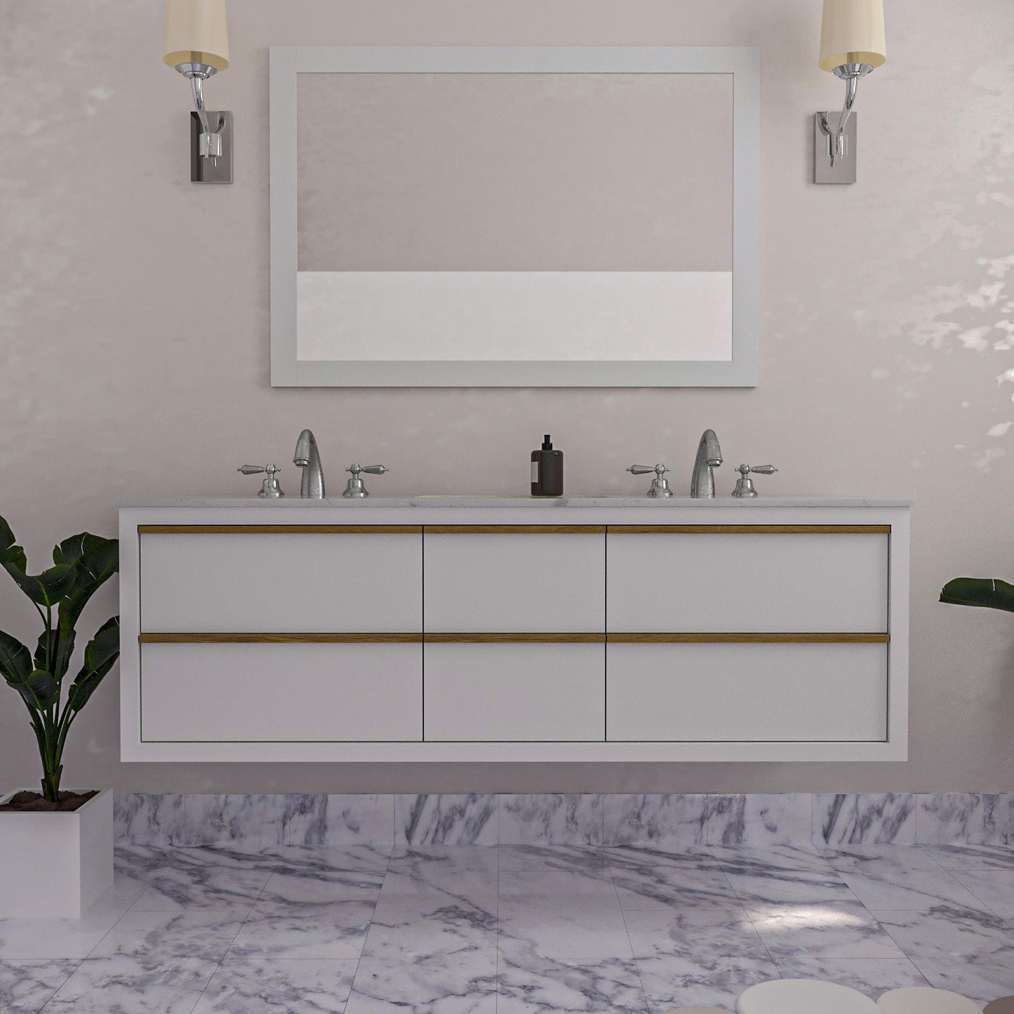 Altair Designs 48" single vanity with top - 534048-WH-AW-NM