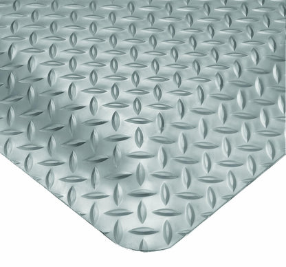 Wearwell Diamond-Plate SpongeCote UltraSoft Mat, 4' Width x 75' Length x 15/16" Thickness, Gray - 414.1516x4x75GY