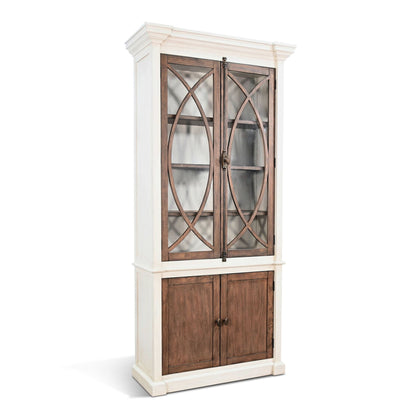 Sunny Designs Two-Tone Display Cabinet With Glass Doors - Buckskin / Marble White - 3663MB-P