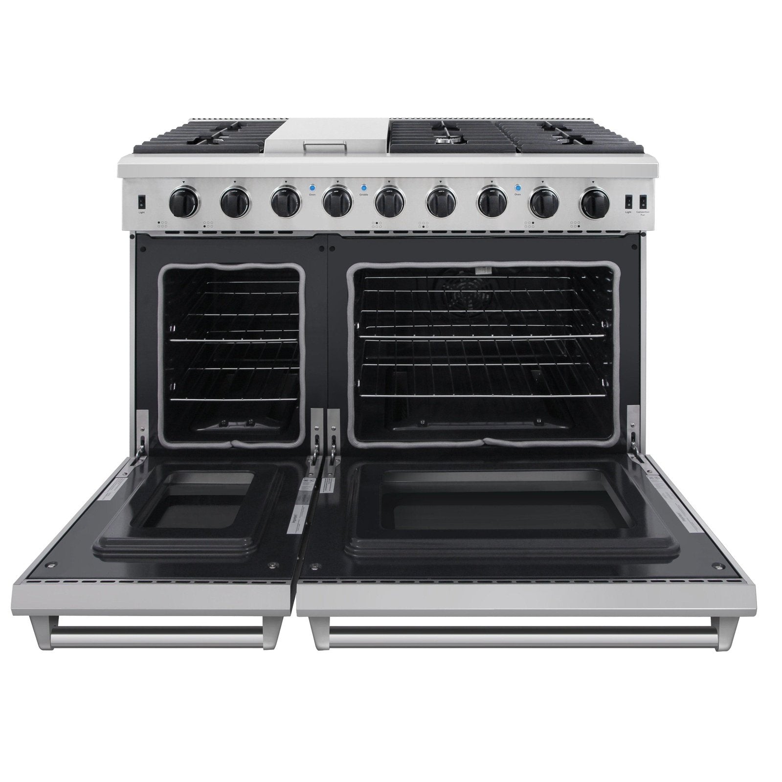 Double Oven 48 inch 6.8 cu. ft. Natural Gas Range in Stainless Steel - Heat AC & Co.