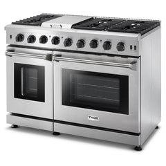 Double Oven 48 inch 6.8 cu. ft. Natural Gas Range in Stainless Steel - Heat AC & Co.