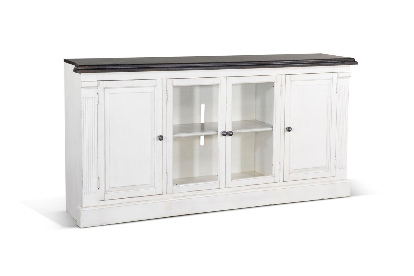 Sunny Designs Carriage House - Media Console - Cottage White / Europen Dark - 3629EC-C