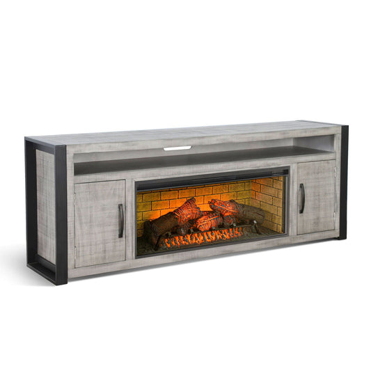Sunny Designs Alpine - 78" Media Console With Electric Fireplace - Gray - K3652AG-78C