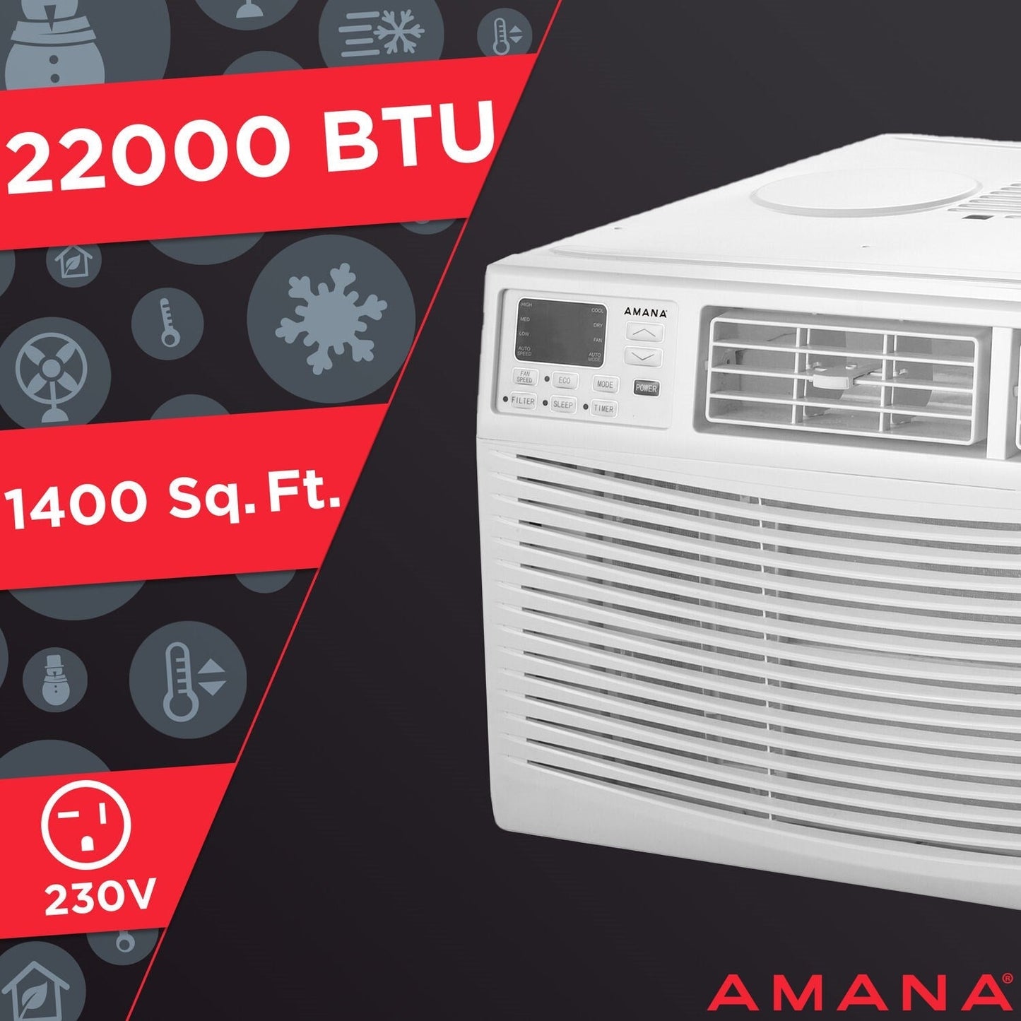 Amana - 22,000 BTU Window AC with Electronic Controls  -  AMAP222BW