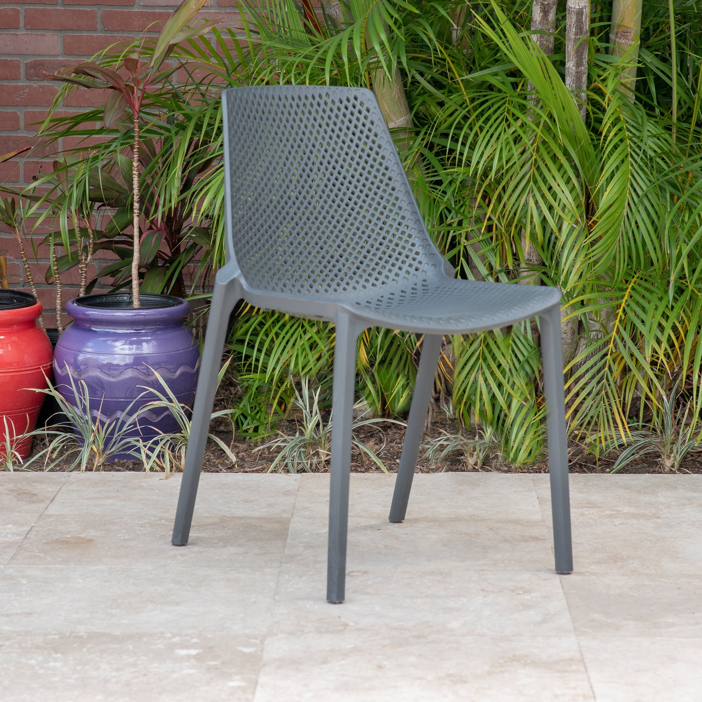 Midtown Concept Valencia Grey Stacking Indoor Dining Chair - 4PC - PLI VALEN_SIDE_WHT
